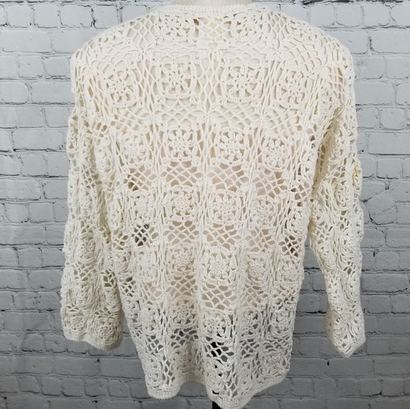 KROSHETTA | cream crocheted button up cardigan - Picture 3 of 6
